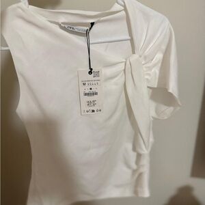 Zara Cream Women's Blouse with Bow Detail
